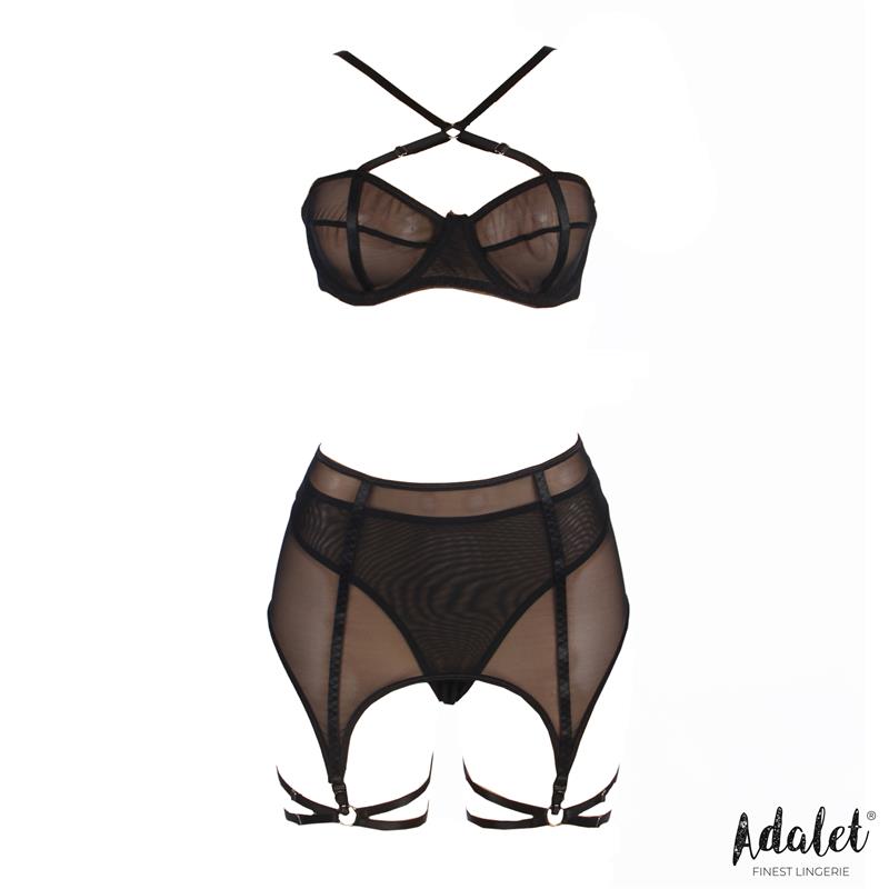 ADALET LINGERIE - ARIA SET SUJETADOR, TANGA, LIGERO Y LIGAS
