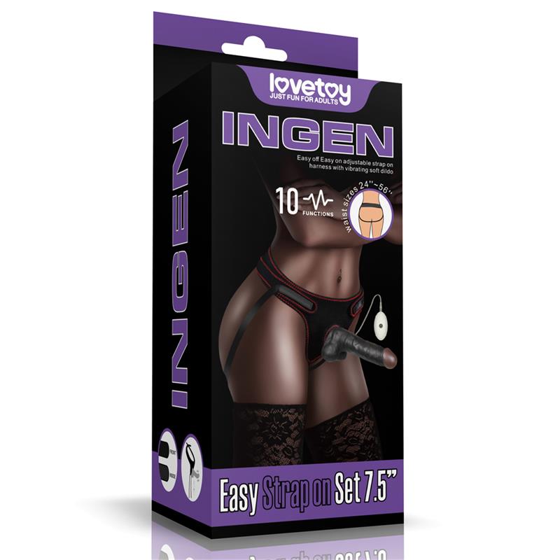 LOVETOY - ARNÉS AJUSTABLE CON DILDO 10 FUNCIONES 7.5