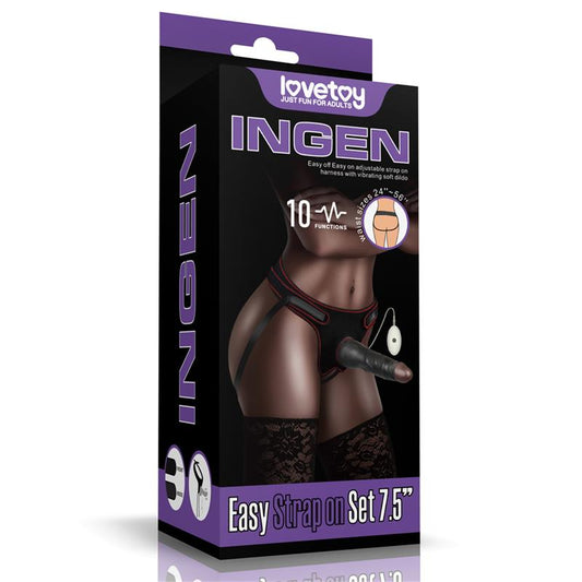 LOVETOY - ARNÉS AJUSTABLE CON DILDO 10 VIBRACIONES 7.5