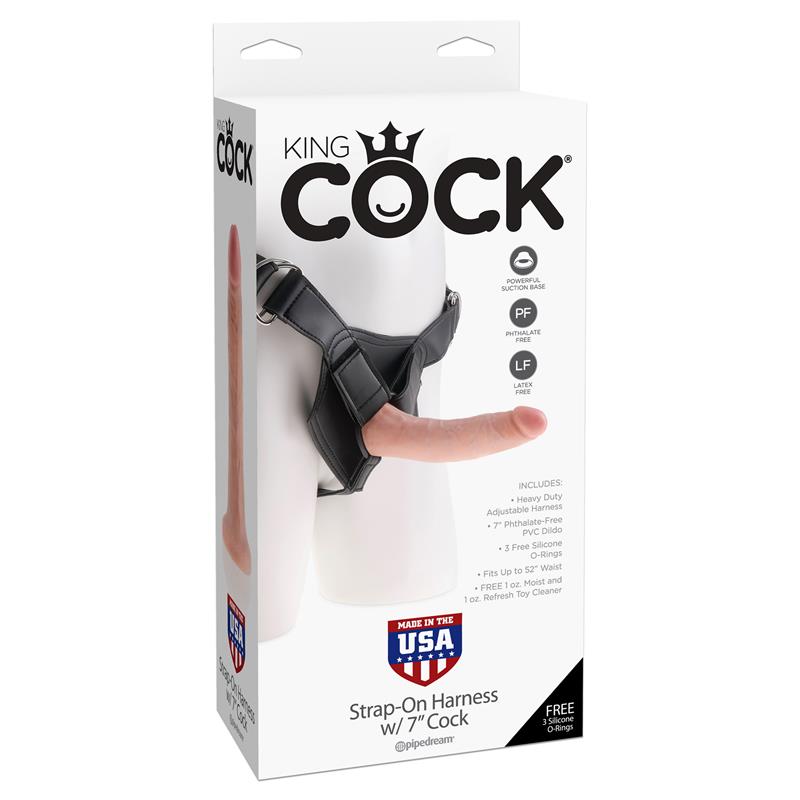 KING COCK - ARNÊS AJUSTÁVEL COM DILDO 7 COR NATURAL