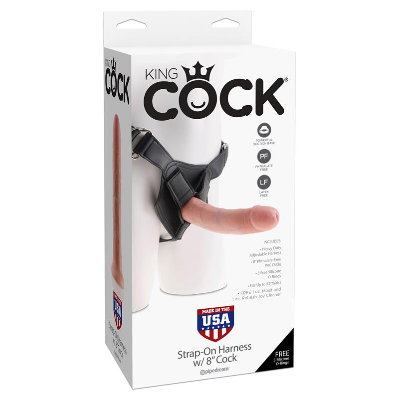 KING COCK - ADJUSTABLE HARNESS WITH 8" DILDO