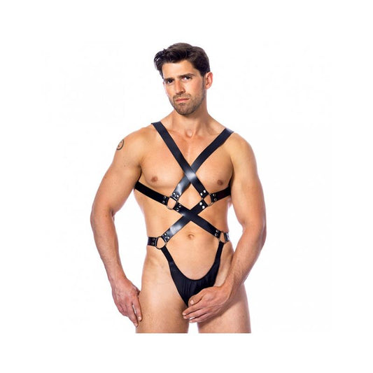 BONDAGE PLAY - ARNÉS AJUSTABLE DE CUERO DE CUERPO ENTERO