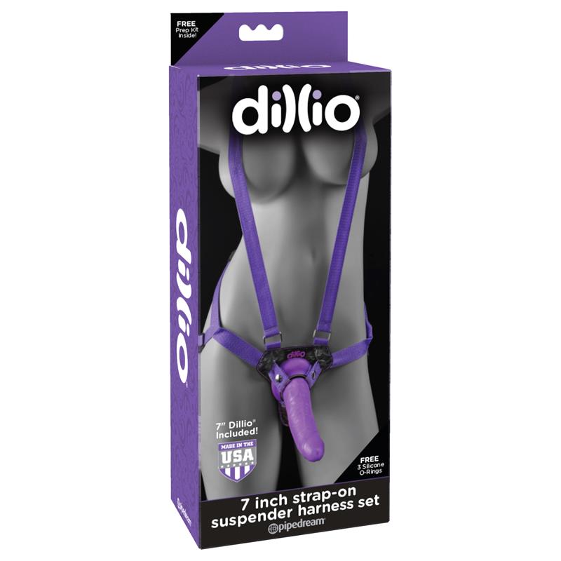 DILLIO - ARNÉS CON DILDO DE 19 CM COLOR PÚRPURA