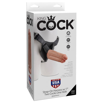 KING COCK - ARNÉS CON DILDO DOBLE 7 COLOR NATURAL