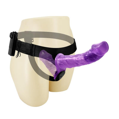BAILE - ARNÉS CON DILDO DOBLE Y VIBRACIÓN PÚRPURA