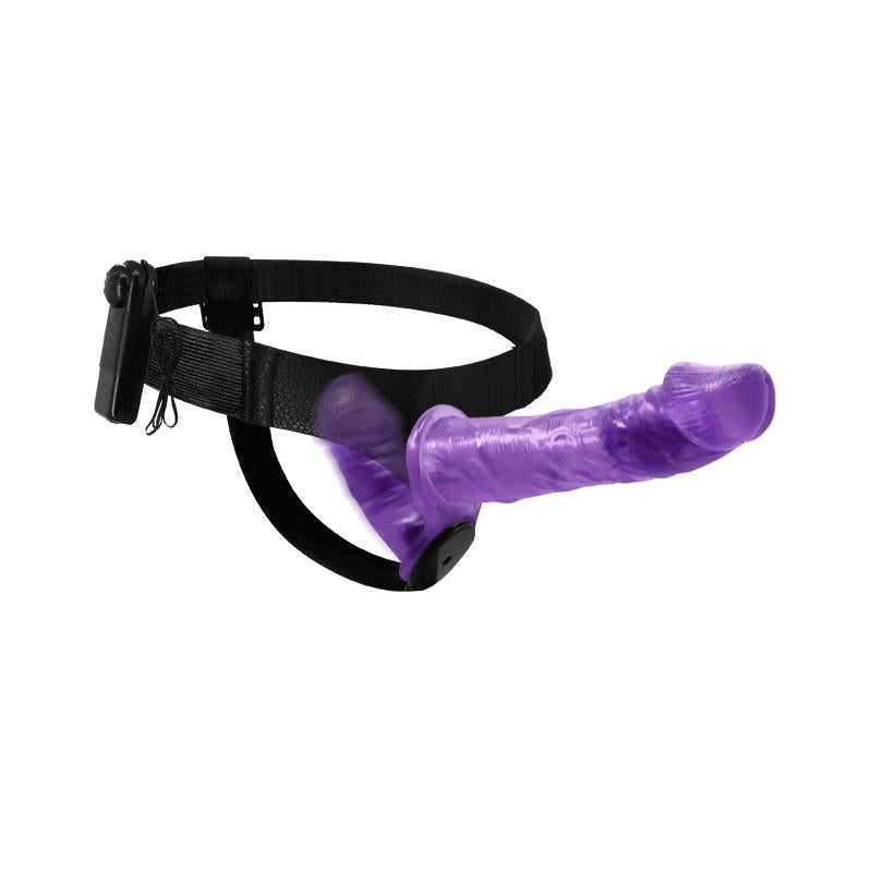 BAILE - ARNÉS CON DILDO DOBLE Y VIBRACIÓN PÚRPURA