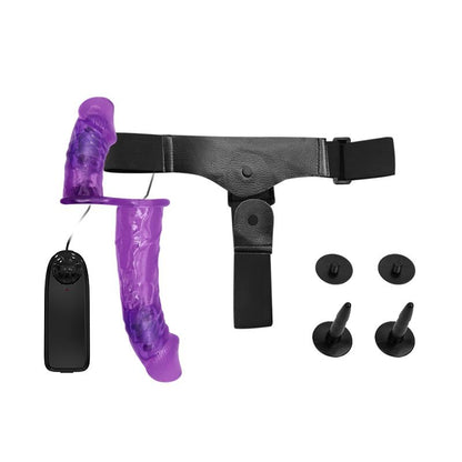BAILE - ARNÉS CON DILDO DOBLE Y VIBRACIÓN PÚRPURA