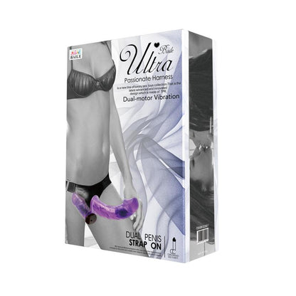 BAILE - ARNÉS CON DILDO DOBLE Y VIBRACIÓN PÚRPURA