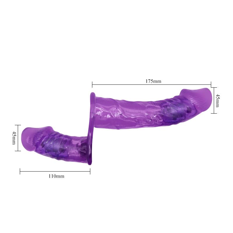 BAILE - ARNÉS CON DILDO DOBLE Y VIBRACIÓN PÚRPURA