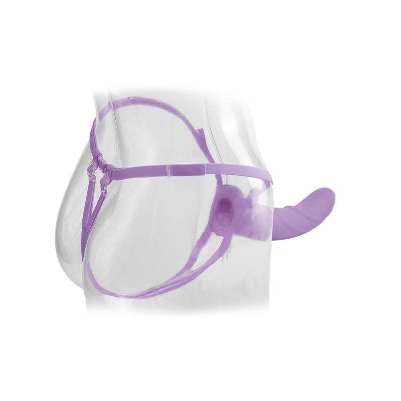 FETISH FANTASY ELITE - ARNÉS CON DILDO HUECO CON VIBRACIÓN 20 CM PÚRPURA