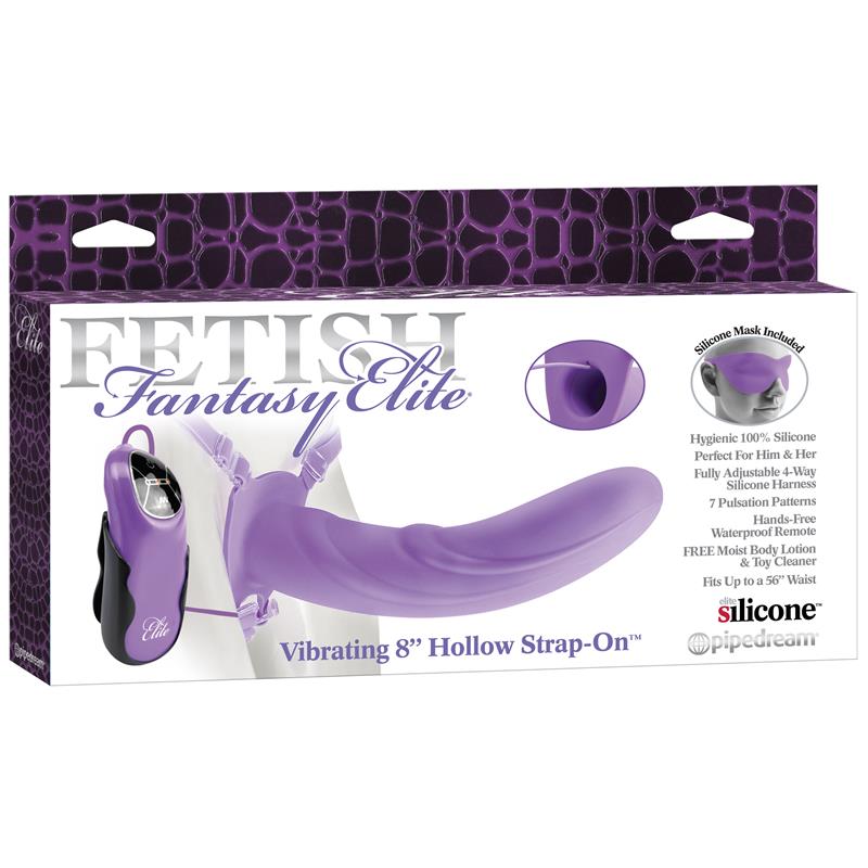 FETISH FANTASY ELITE - ARNÉS CON DILDO HUECO CON VIBRACIÓN 20 CM PÚRPURA