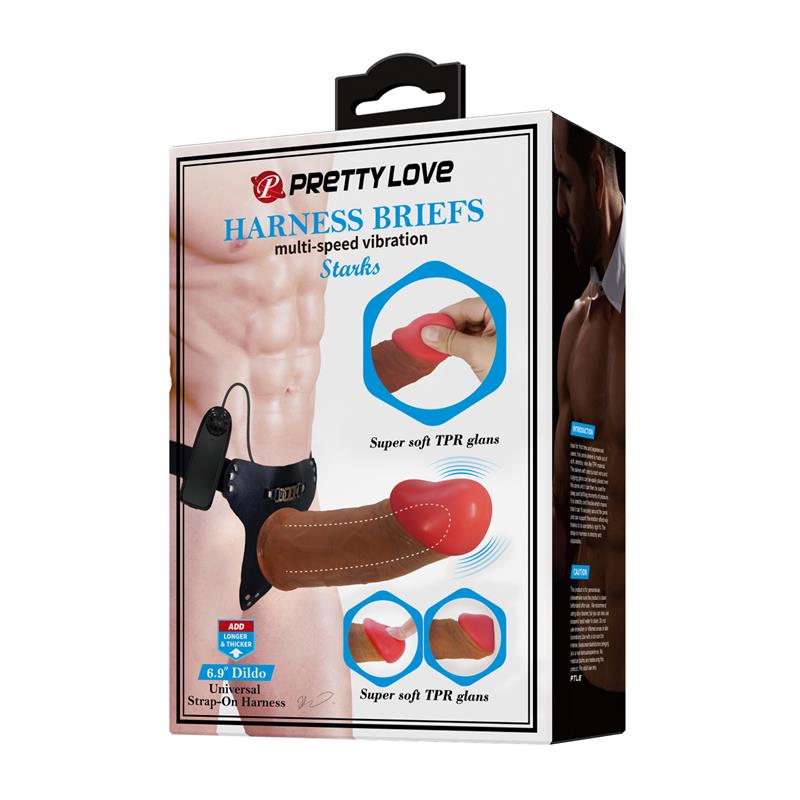 PRETTYLOVE - ARNÉS CON DILDO HUECO Y VIBRACIÓN CON CONTROL REMOTO STARKS