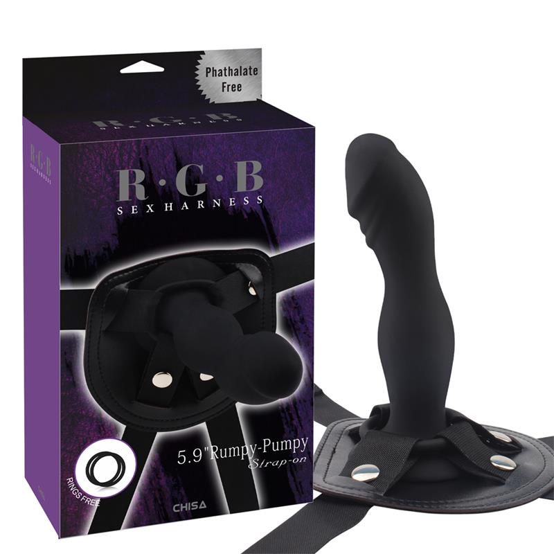 CHISA - ARNÉS CON DILDO RUMPY SILICONA NEGRO