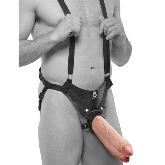 KING COCK - ARNÉS CON SUSPENSIONES Y DILDO DOBLE COLOR NATURAL 11
