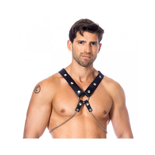 BONDAGE PLAY - ARNÉS DE CUERO CON CADENAS