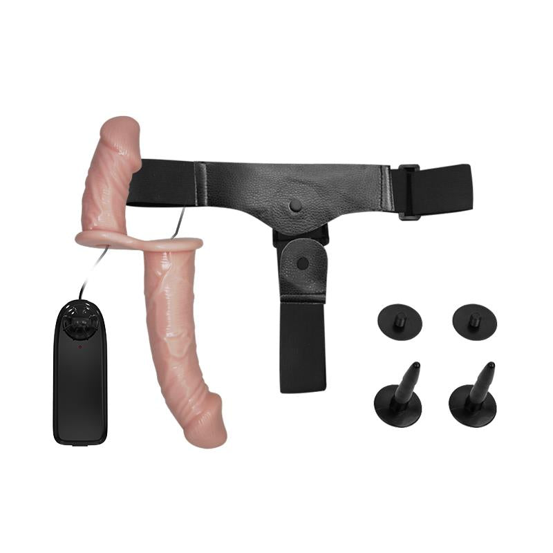 BAILE - ARNÉS DILDO DOBLE CON VIBRACIÓN NATURAL
