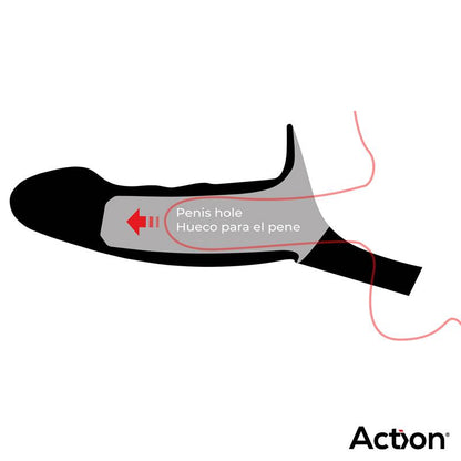 ACTION - ARNÉS STRAP-ON CON DILDO HUECO SILICONA PREMIUM TALLA L NEGRO