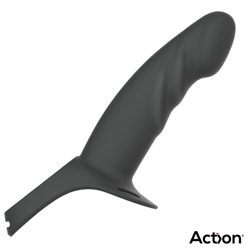 ACTION - ARNÉS STRAP-ON CON DILDO HUECO SILICONA PREMIUM TALLA L NEGRO