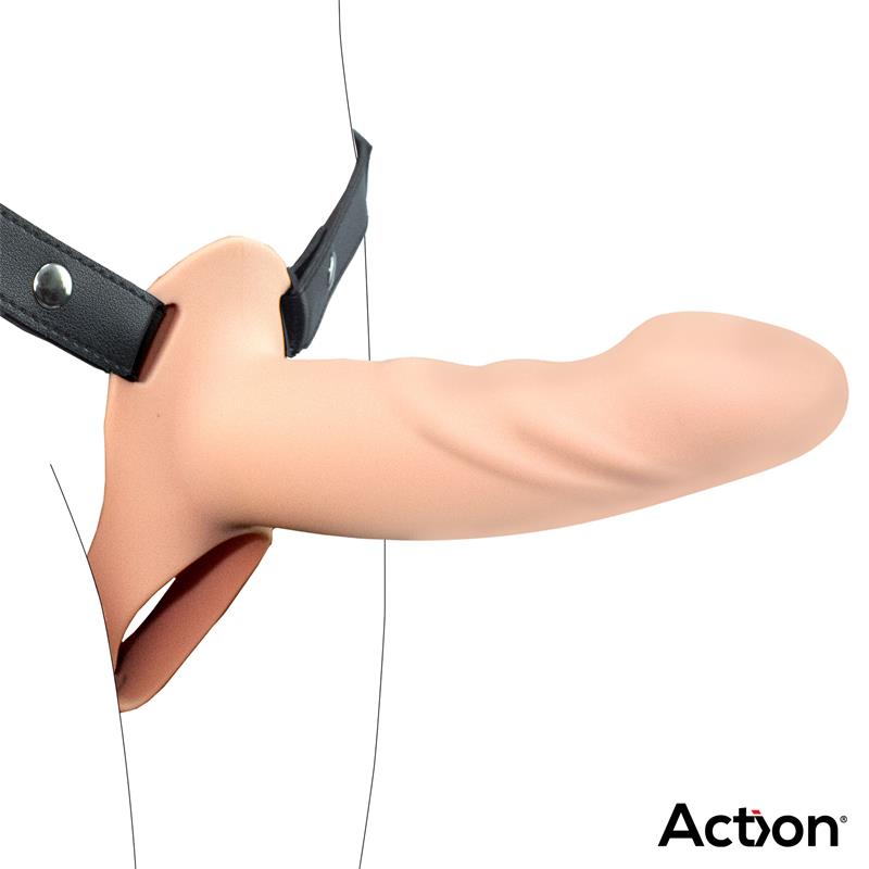 ACTION - ARNÉS STRAP-ON CON DILDO HUECO SILICONA PREMIUM TALLA L