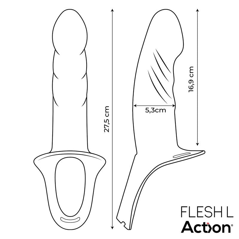 ACTION - ARNÉS STRAP-ON CON DILDO HUECO SILICONA PREMIUM TALLA L