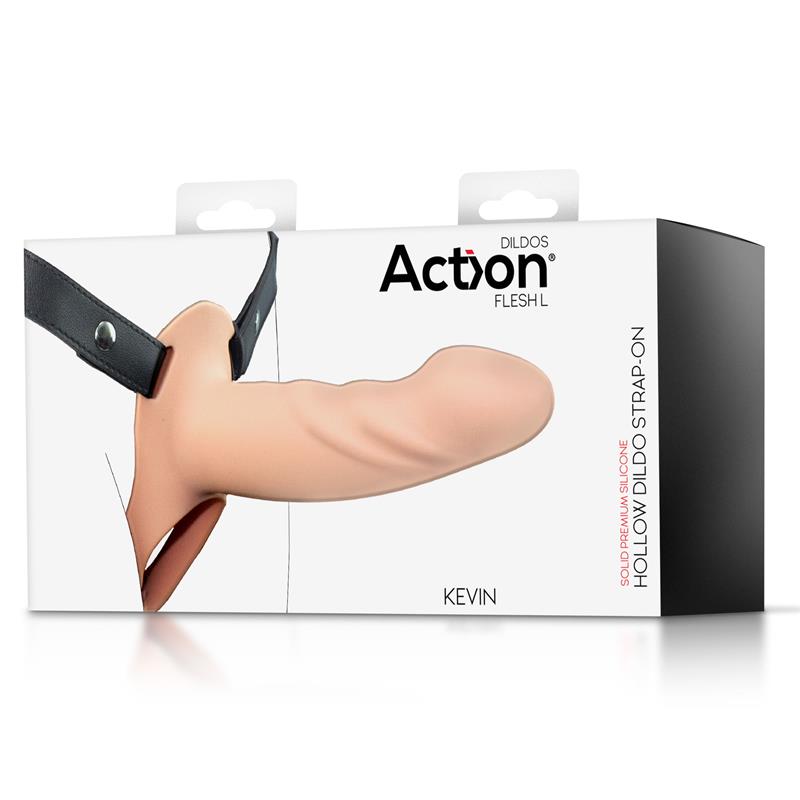 ACTION - ARNÉS STRAP-ON CON DILDO HUECO SILICONA PREMIUM TALLA L