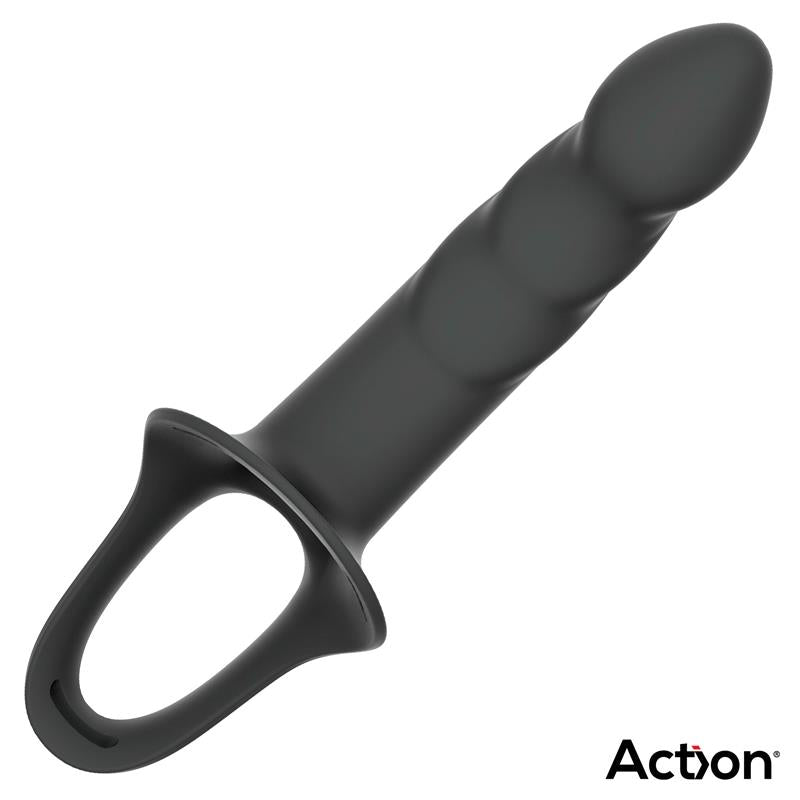 ACTION - ARNÉS STRAP-ON CON DILDO HUECO SILICONA PREMIUM TALLA S NEGRO