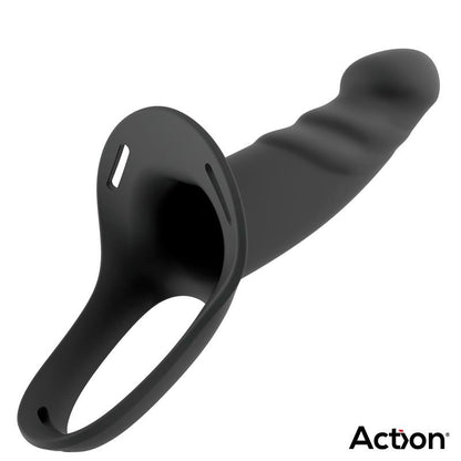 ACTION - ARNÉS STRAP-ON CON DILDO HUECO SILICONA PREMIUM TALLA S NEGRO