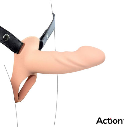 ACTION - ARNÉS STRAP-ON CON DILDO HUECO SILICONA PREMIUM TALLA S