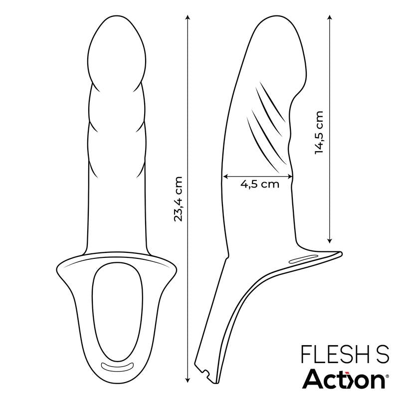 ACTION - ARNÉS STRAP-ON CON DILDO HUECO SILICONA PREMIUM TALLA S