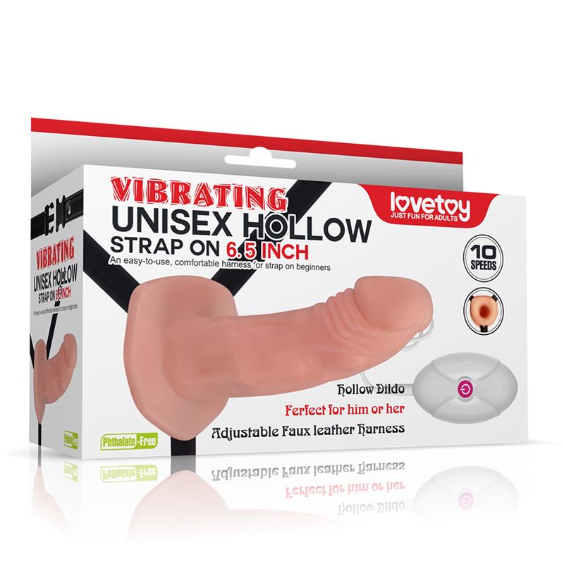 LOVETOY - ARNÉS UNISEX PENE HUECO CON VIBRACIÓN