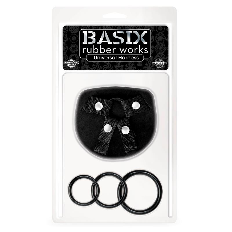 BASIX RUBBER WORKS - ARNÉS UNIVERSAL CON 3 AROS DE SILICONA