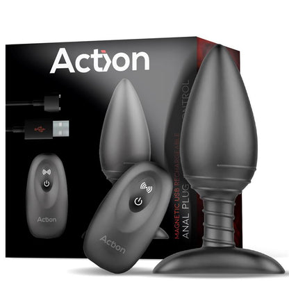 ACTION - ASHER PLUG ANAL CON CONTROL REMOTO USB MAGNÉTICO NEGRO