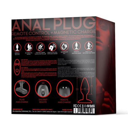 ACTION - ASHER PLUG ANAL CON CONTROL REMOTO USB MAGNÉTICO NEGRO