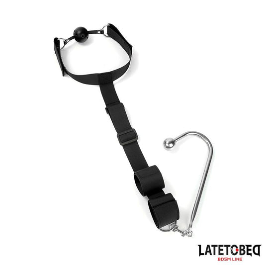 LATETOBED BDSM LINE - ATADURAS CON MORDAZA, ESPOSAS Y GANCHO ANAL