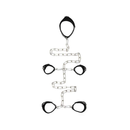 BONDAGE PLAY - ATADURAS CUELLO MANOS Y PIES CUERO Y METAL