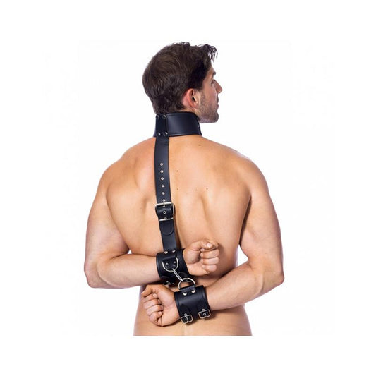 BONDAGE PLAY - ATADURAS CUERO CUELLO Y MANOS M-L