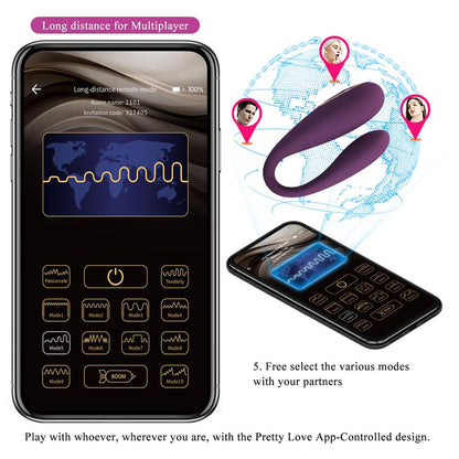 PRETTYLOVE - AUGUST VIBRADOR DE PAREJAS CON APP LILA