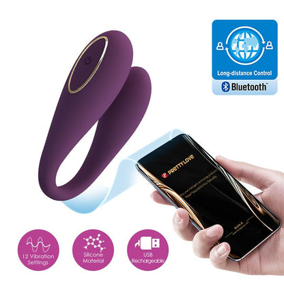 PRETTYLOVE - AUGUST VIBRADOR DE PAREJAS CON APP LILA
