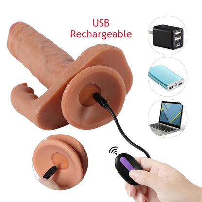 SHEQU - AUSTIN DILDO CON 10 MODOS DE VIBRACIÓN Y ESTIMULADOR DE CLÍTORIS