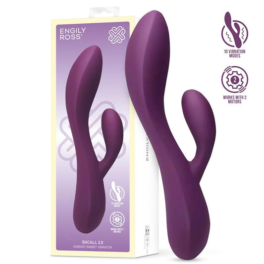 ENGILY ROSS - BACALL 3.0 VIBRADOR SILICONA LIQUIDA INYECTADA DOBLE MOTOR USB PÚRPURA
