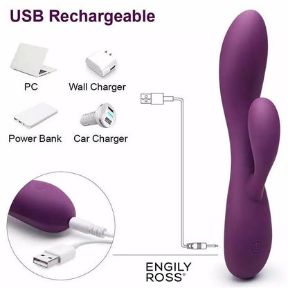 ENGILY ROSS - BACALL 3.0 VIBRADOR SILICONA LIQUIDA INYECTADA DOBLE MOTOR USB PÚRPURA