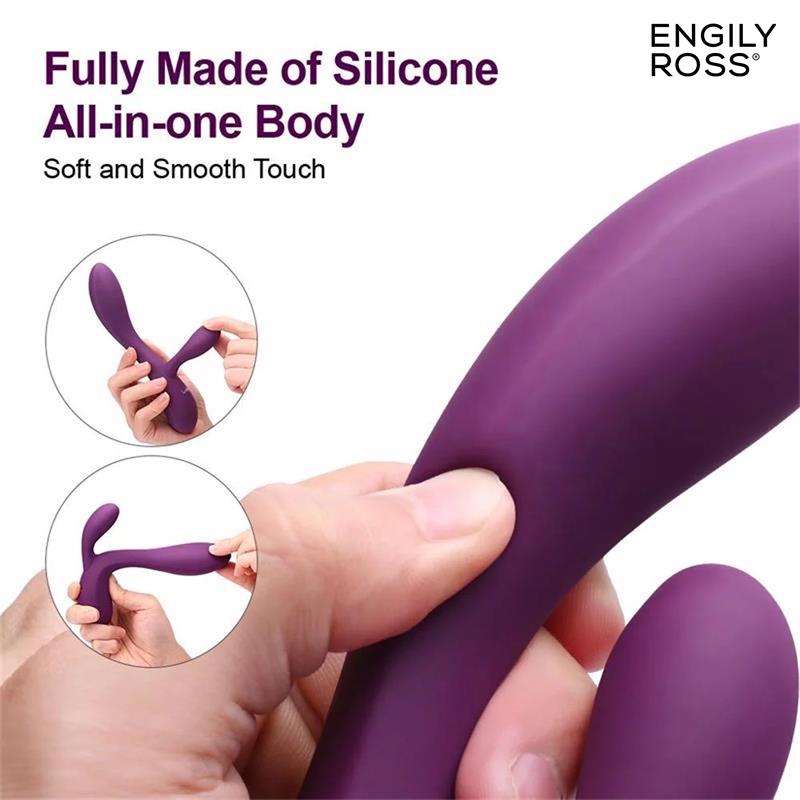 ENGILY ROSS - BACALL 3.0 VIBRADOR SILICONA LIQUIDA INYECTADA DOBLE MOTOR USB PÚRPURA