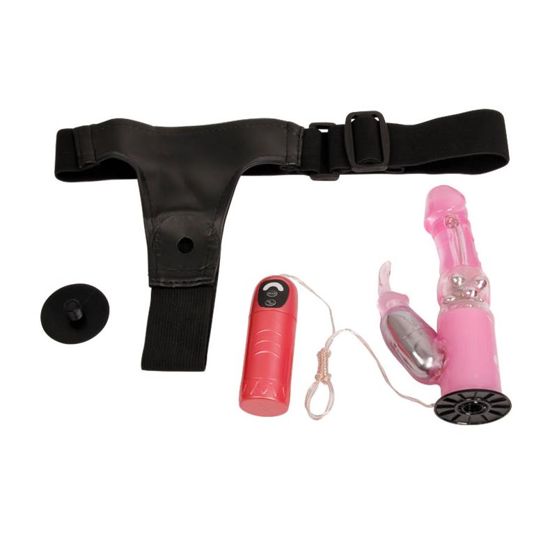 BAILE - ARNÉS CON DILDO VIBRADOR ROSA 18 CM