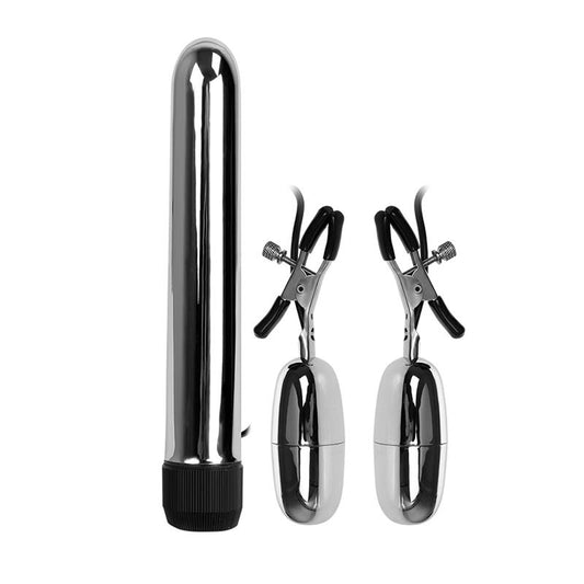 BAILE - SET BALA VIBRADOR Y PINZAS PARA PEZONES CON VIBRACIÓN TURBO
