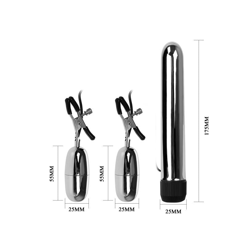 BAILE - SET BALA VIBRADOR Y PINZAS PARA PEZONES CON VIBRACIÓN TURBO