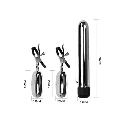 BAILE - SET BALA VIBRADOR Y PINZAS PARA PEZONES CON VIBRACIÓN TURBO