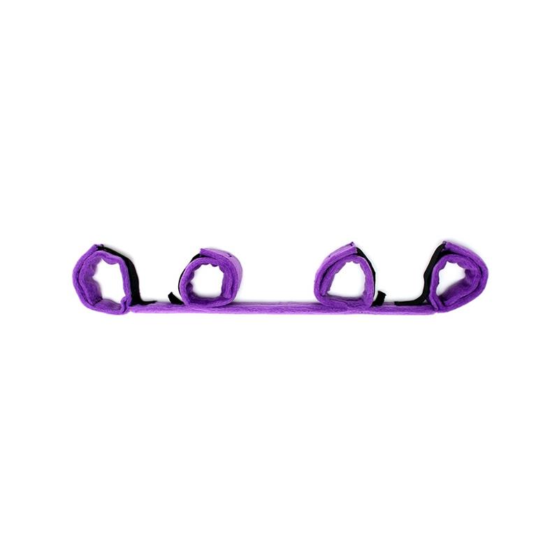 BONDAGE PLAY - BARRA SEPARADORA CON 4 ESPOSAS PURPURA