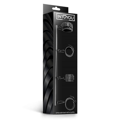 INTOYOU BLACK SHADOW - BARRA SEPARADORA RÍGIDA DESMONTABLE Y 4 ESPOSAS DESMONTABLES NEOPRENO Y CUERO VEGANO