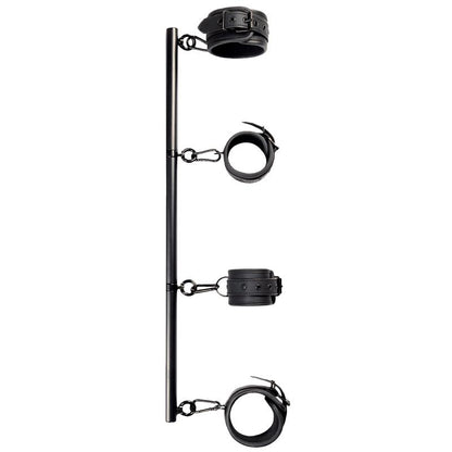 INTOYOU BLACK SHADOW - BARRA SEPARADORA RÍGIDA DESMONTABLE Y 4 ESPOSAS DESMONTABLES NEOPRENO Y CUERO VEGANO