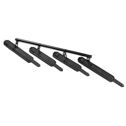 INTOYOU BLACK SHADOW - BARRA SEPARADORA RÍGIDA DESMONTABLE Y 4 ESPOSAS DESMONTABLES NEOPRENO Y CUERO VEGANO